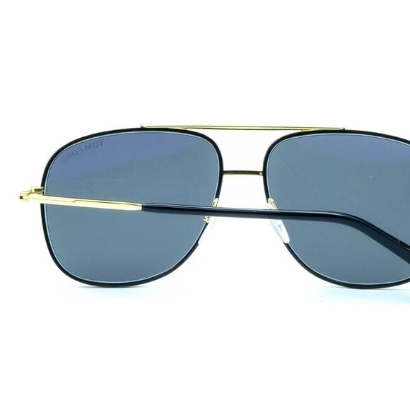 Tom Ford Benton TF0693 Aviator Sunglasses/Case in Black NWT $495 - Picture 3 of 13